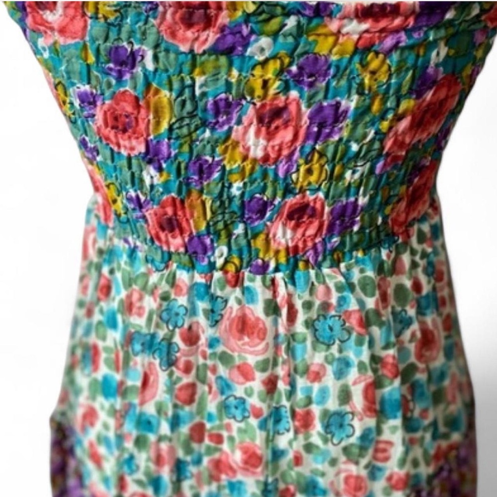 Raviya Tiered Floral Midi strapless dress SZ M - Picture 7 of 8